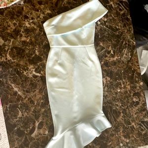 white dress, ASOS, still has the tag, one shoulder dress